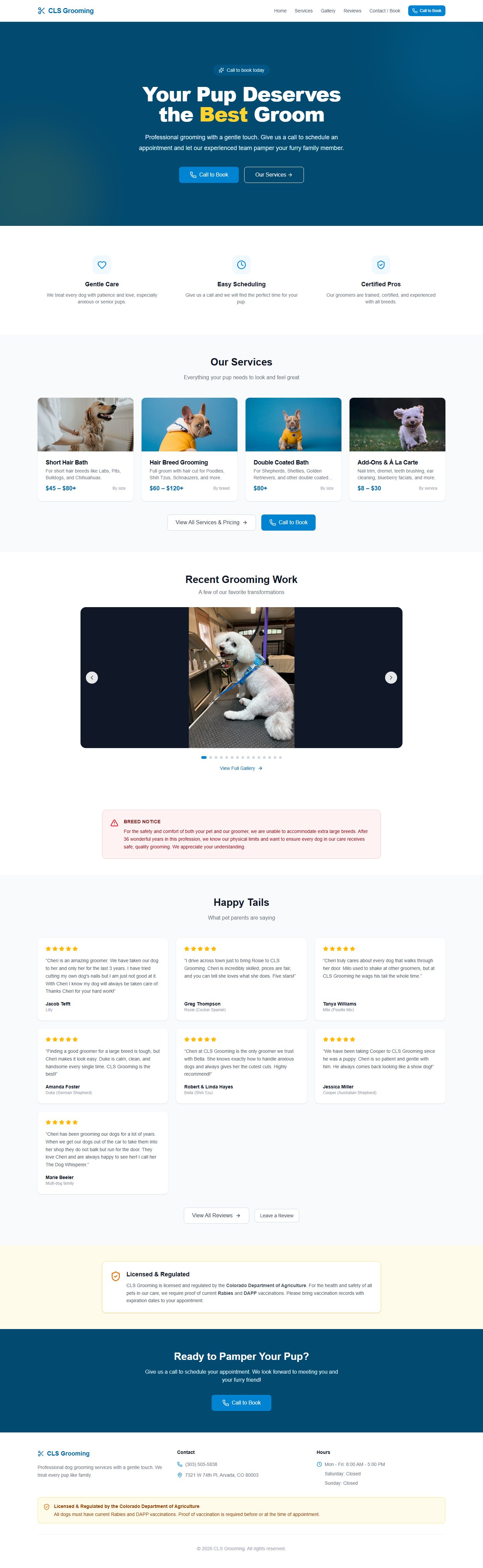 CLS Grooming — hero screenshot