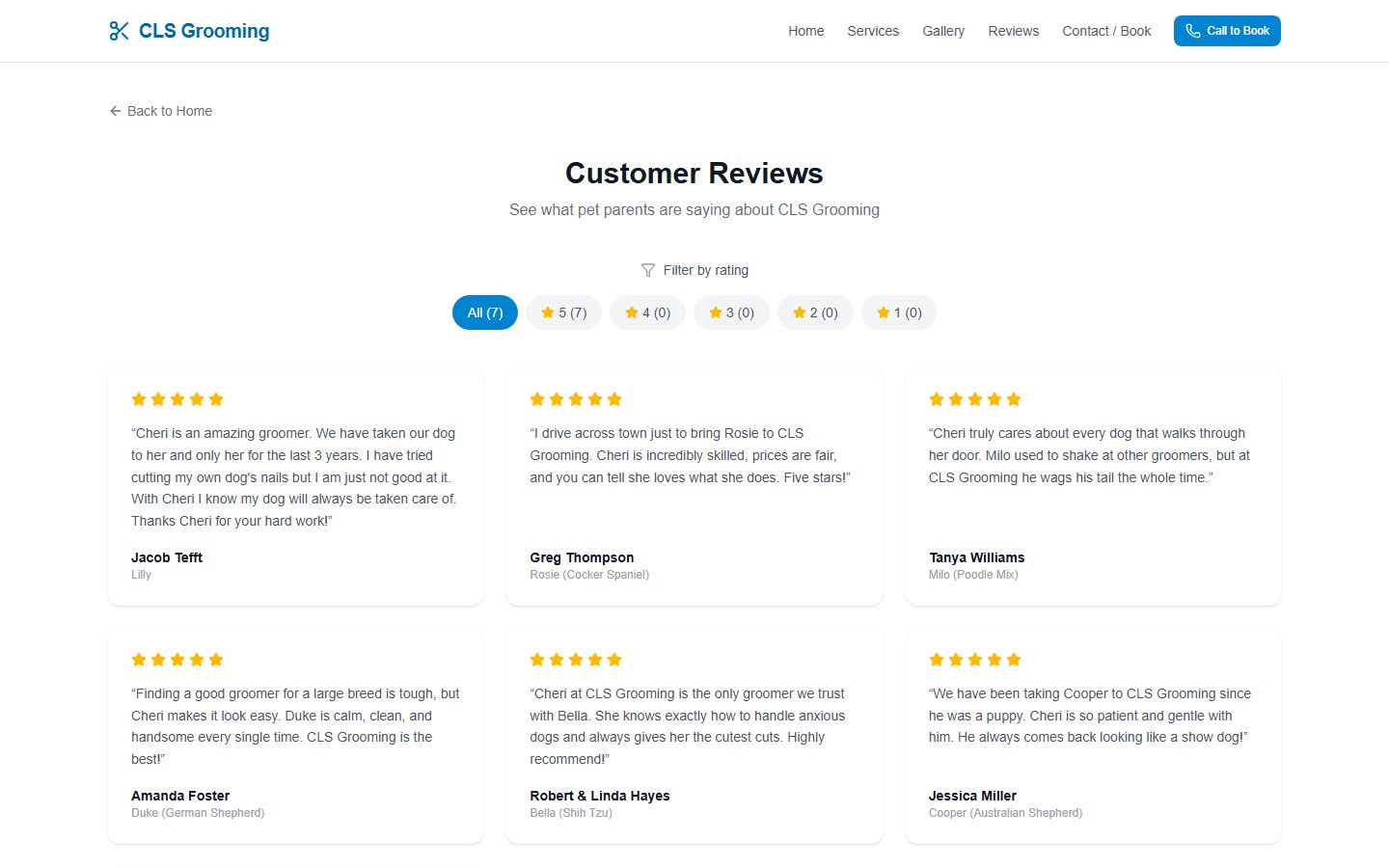 Built-in review system with owner responses