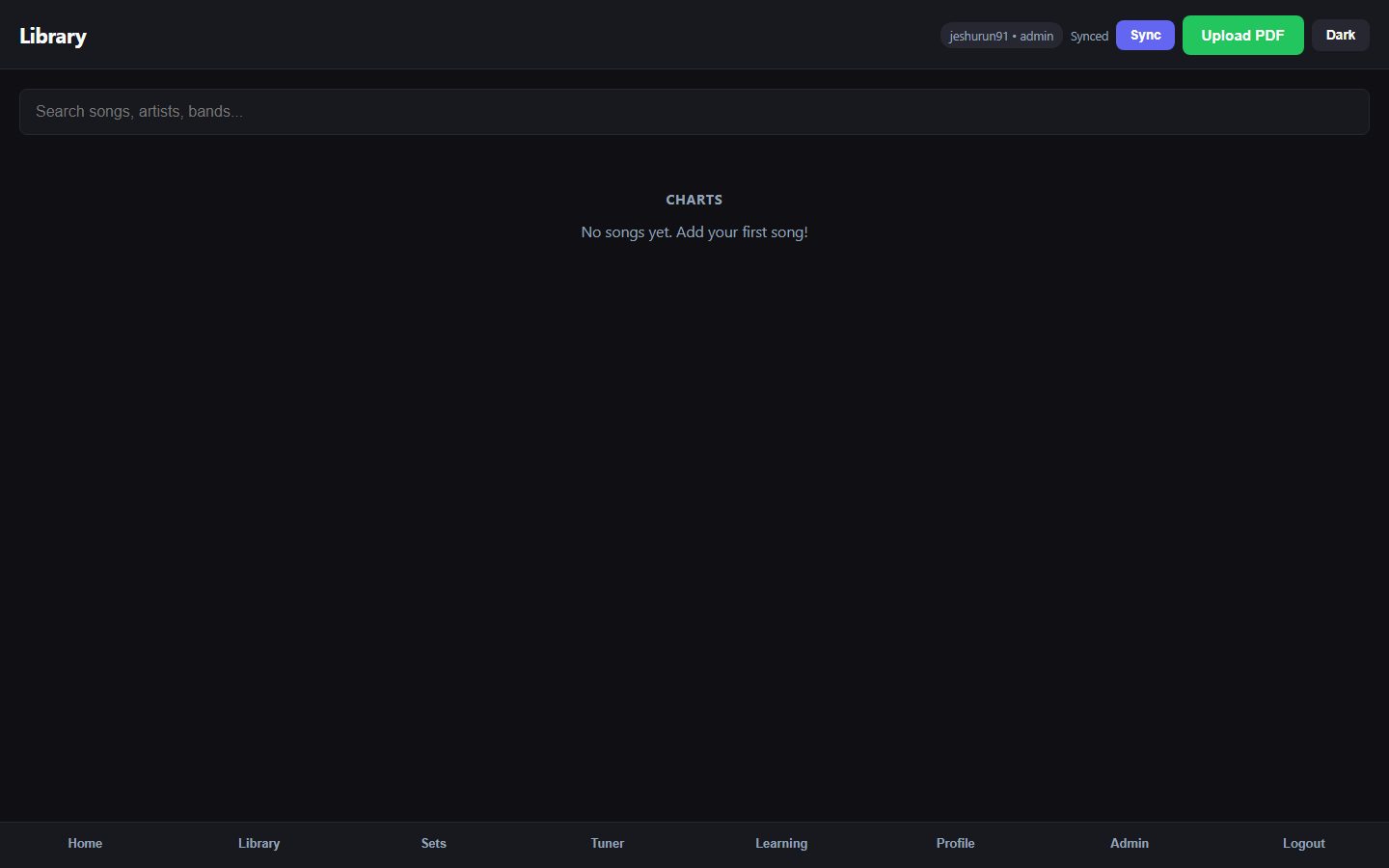 The team song library with instant search